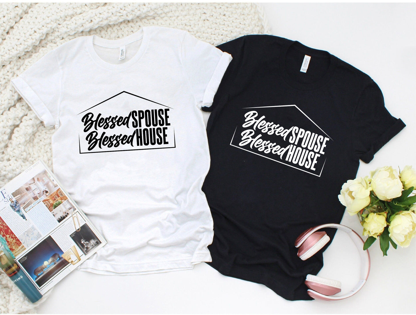 "Blessed Spouse" Black Letter Unisex Tee