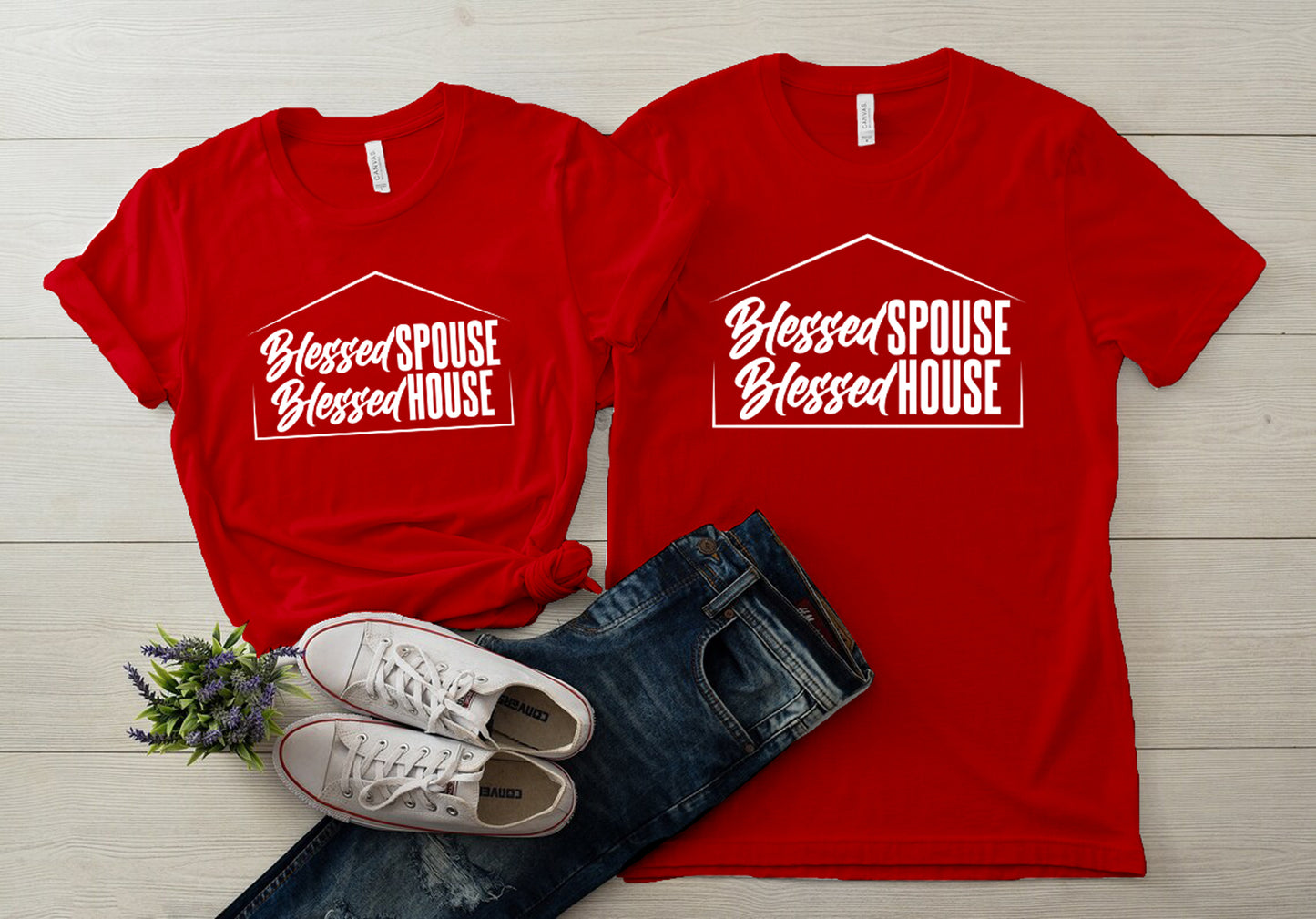 "Blessed Spouse" White Letter Unisex Tee