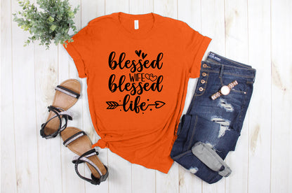 "Blessed Wife Blessed Life" - Black Letter Tee