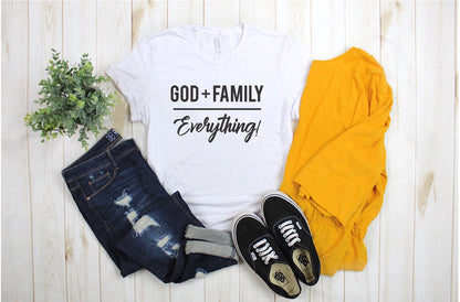 "God + Family over Everything" Black Letter Tee