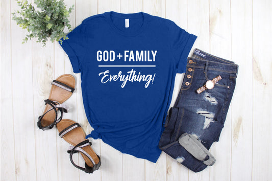 "God + Family over Everything" White Letter Tee