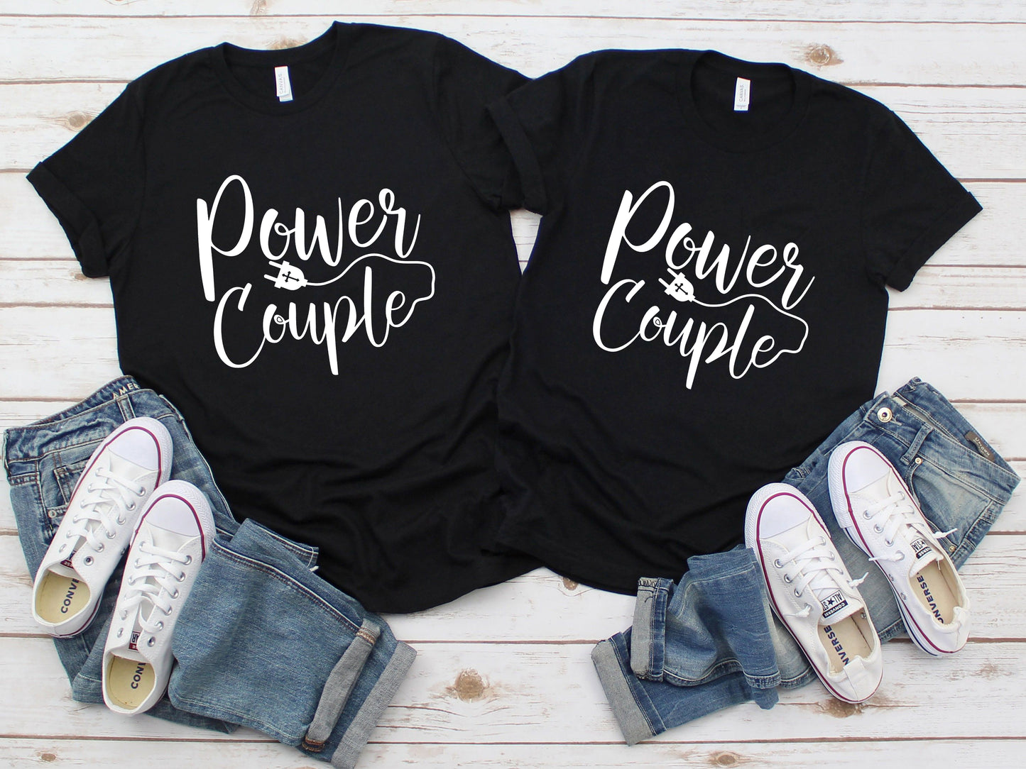 "Power Couple" White Letter Unisex Tee