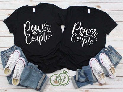 "Power Couple" White Letter Unisex Tee