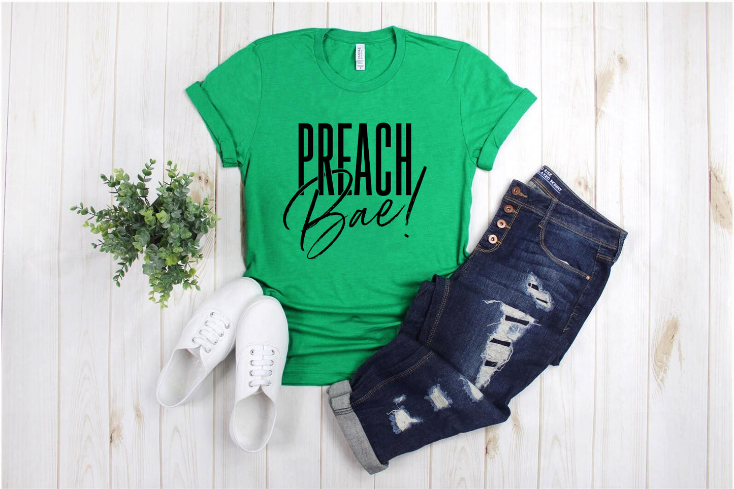 "Preach Bae!" Black Letter Tee