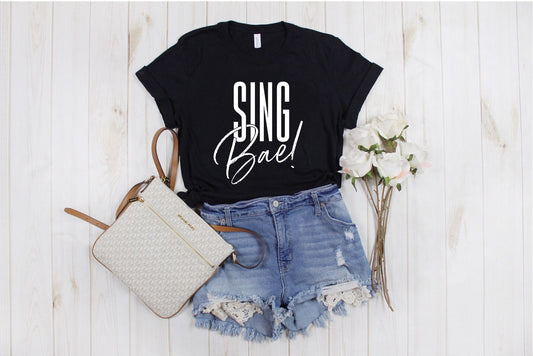 "Sing Bae!" White Letter Tee